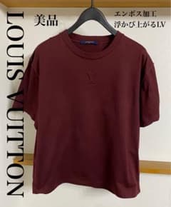 【美品/XS】LOUIS VUITTON ルイヴィトン エンボス Tシャツ 赤 ルイヴィトン 半袖Tシャツ メンズ エンボス ボルドー エンジ 美品
