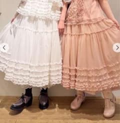 ピンクハウス ドットチュール ロングスカート 白 - メルカリ