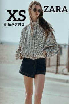立*い様 ZARA チェック柄ボンバージャケット - メルカリ