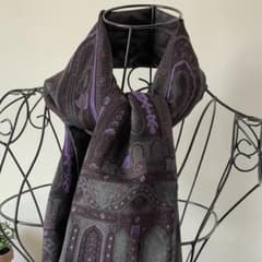 ETRO エトロ ペイズリー柄 大判ストール ショール パープル系 フリンジ