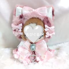 ちびぐるみサイズお座りぬい服♡ヒョウ柄ピンクねこのサムネイル
