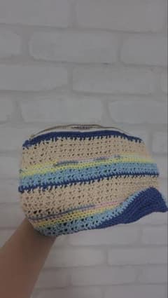 ハンドメイド マルチボーダー柄 ニットポーチのサムネイル