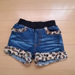 キッズ デニムショートパンツ レオパード柄のサムネイル