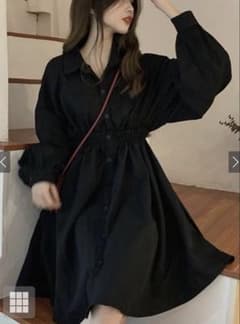 【新品未使用】GRL シャツワンピース Sサイズ　ブラックのサムネイル
