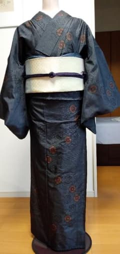 着物  小紋  正絹  紺系  単衣のサムネイル