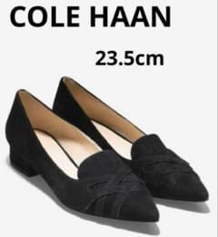 新品未使用 COLE HAAN パンプス ローヒール ブラック フラットシューズ CHICSLICK》本革スクエアトゥローヒールパンプス （ブラック