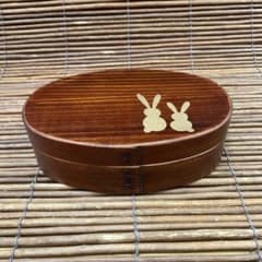 小さめ小判わっぱ弁当箱　漆塗り　うさぎ