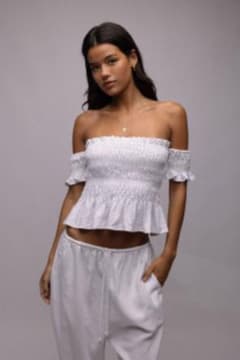 ALEXIA STAM 麻混シャーリングトップス ALEXIASTAM shirring topsシャーリングトップス - メルカリ