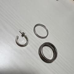 シルバー フープピアス 片耳用 指輪2個