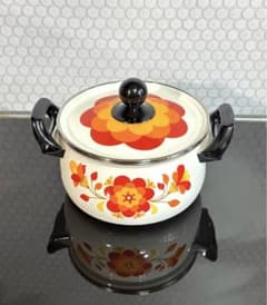 昭和レトロポップ ホーロー鍋 マルビシ フィオーレ 20cm 花柄 両手鍋