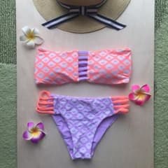 [Brand New, Unused] Bandeau Bikini, Size M (9), Women's Swimsuit, Pink/Purple