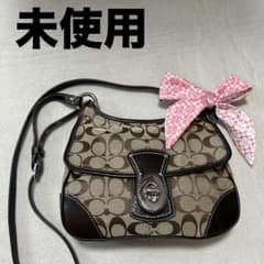 未使用【COACH】ワンショルダー　シグネチャー　ブラウン　リボン　人気　Y2K 未使用【COACH】ワンショルダー シグネチャー ブラウン リボン 人気