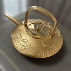 24KGP 鶴亀文様 急須 金属工芸 24KGP 鶴亀文様 急須 金属工芸 - メルカリ