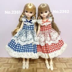 リカちゃんサイズハンドメイドワンピース&ピアスNo.2361・2362双子