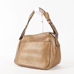 美品✨】ヒロフ ハンドバッグ ロゴ型押し シボ革 レザー メタリック