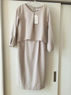 THE SHOP TK ワンピース ベージュ Lサイズ 新品　セレモニーのサムネイル