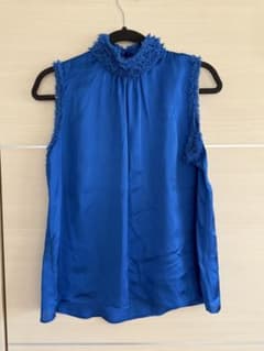 ZARA ブルー ノースリーブ シャツ フリル付きのサムネイル
