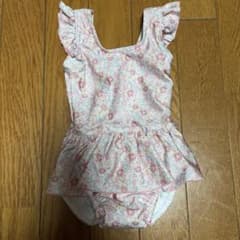 女の子用 花柄 フリル ワンピース水着　ピンク色のサムネイル