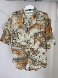 古着　昭和レトロ　半袖シャツ　ブラウス　総柄　レトロ　日本製　90sのサムネイル