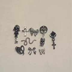 Silver Punk Rock Nail Art Parts - 10-Piece Set