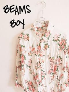 D220887 BEAMS BOY 花柄プリーツ7分袖シャツ - メルカリ