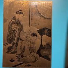 骨董・2枚セット古い銅板プレート 彫金 16×11.5cm 1枚77グラムのサムネイル