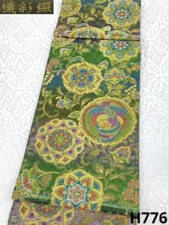 織彩綴 袋帯 キラキラ 七色 玉蟲色 華紋 鳳凰 鳥 七宝繋ぎ 金糸 正絹 六通 織彩綴 袋帯 キラキラ 七色 玉蟲色 華紋 鳳凰 鳥 七宝繋ぎ 金糸 正絹