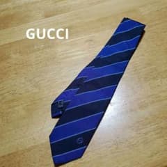 GUCCI ストライプネクタイ 黒と青のサムネイル
