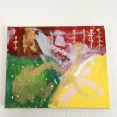 抽象アクリル画 金色装飾のサムネイル