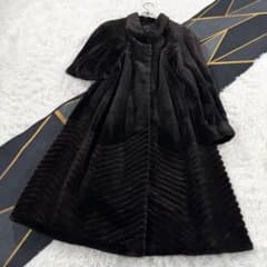 美品 総丈108㎝ ロイヤルチエ サガミンク シェアード コート L AA188