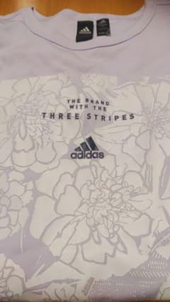 adidas ラベンダー 花柄プリント Tシャツ Lサイズ