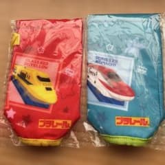 ペットボトルホルダー保冷用　プラレール 赤ドクターイエロー　青こまち　2つセットのサムネイル