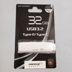 【未使用】HIDISC USBメモリ 32GB Type-A Type-C 白のサムネイル