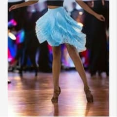 社交 ダンス ラテン フリンジ スカート 水色 Ｌ サイズ 競技会 パーティーのサムネイル