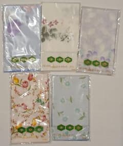 【新品·未使用】二重ガーゼハンカチ にじはごろも趣味のはんかち 5枚セット花柄のサムネイル