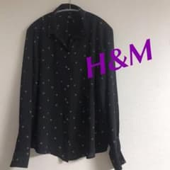 H&M 黒白ドット ブラウス L〜XLくらいのサムネイル