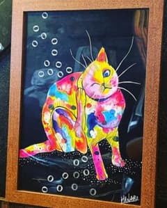 題名『かいかいかい』　猫　絵画　タイダイ　手描きのサムネイル