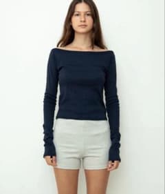 draw drawers《boat neck long tee ネイビー》