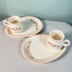 Manyマニーステンシルローズ モーニング オーレカップ カップ&皿