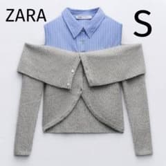 ZARA　ザラ　コントラスト カットアウト ニット セーター　M ZARA ザラ コントラスト カットアウト ニット セーター M - メルカリ