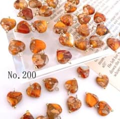 No.200＊2個190円　天然石　ミニハート　インペリアルジャスパー　オレンジのサムネイル