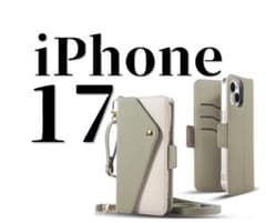 iPhone 17 手帳型ケース ショルダー付き グリーンカラー　ミラー付きのサムネイル