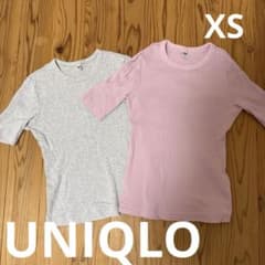 UNIQLO リブTシャツ 2枚セット XSサイズのサムネイル