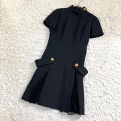 17442✨ルイヴィトン 金ボタン LVロゴ レース切替フレアワンピース ウール 17442✨ルイヴィトン 金ボタン LVロゴ レース切替フレアワンピース