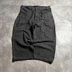 00s archive 丈長 wide black denim jortsのサムネイル