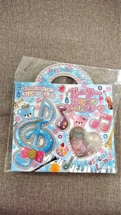 音符とクマのキャラクター　おはじきシール　フレーク　ガーリーのサムネイル