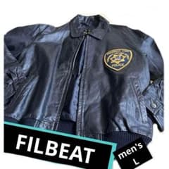 希少FILBERT牛革レザー革ジャンメンズLポリスワッペン黒ブラック 