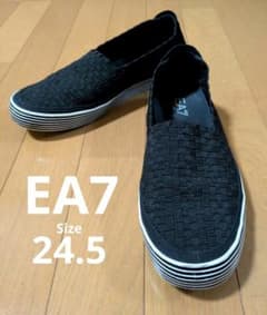 エンポリオアルマーニ　EA7　メッシュ編みスリッポン　イーグルロゴ　黒　24.5