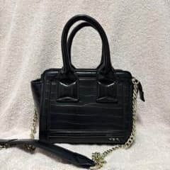 ZARA クロコ型押し ミニバッグ 2WAY チェーンショルダー ブラック