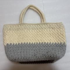 ハンドメイド ニットトートバッグ バイカラーのサムネイル